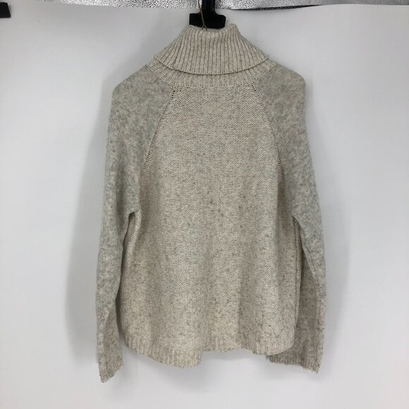 John + Jenn Light Grey Raglan-style Mixed Knit Boxy Turtleneck size M - Picture 2 of 14